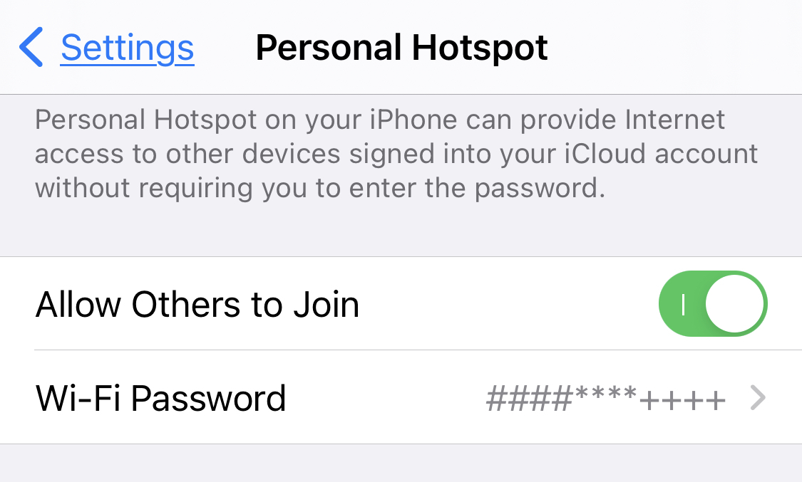 PERSONAL HOTSPOT ON IPHONE
