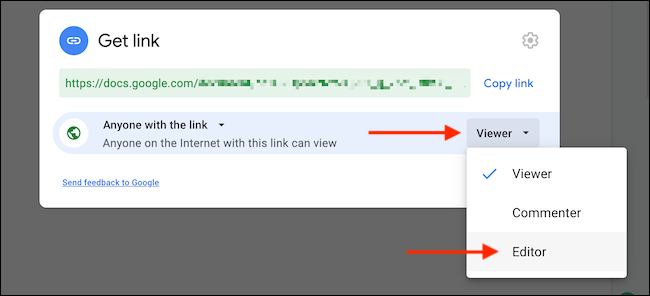 Define the role for users with link sharing.