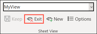 Click Exit to leave a Sheet View