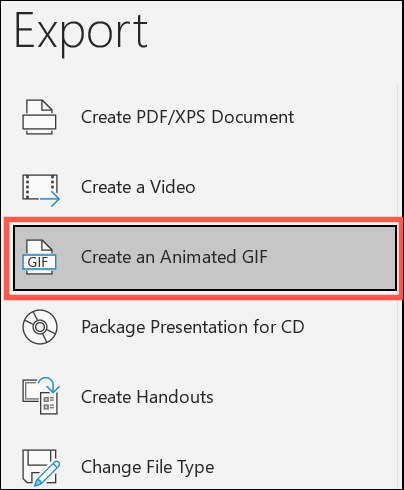 Click Create an Animated GIF