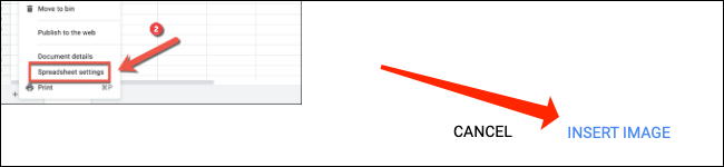 Click "Insert Image" to add a picture inside a cell in Google Sheets.
