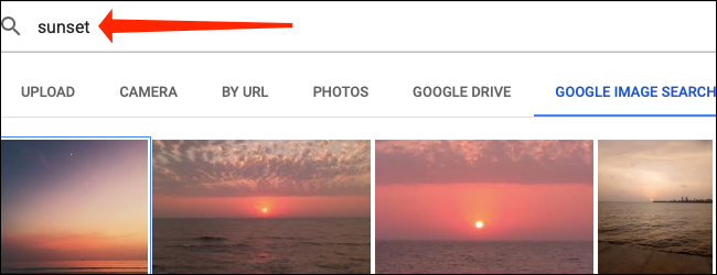 Use the search box to find an image from Google Images within Google Sheets.