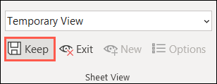 Click Keep to save the Sheet View