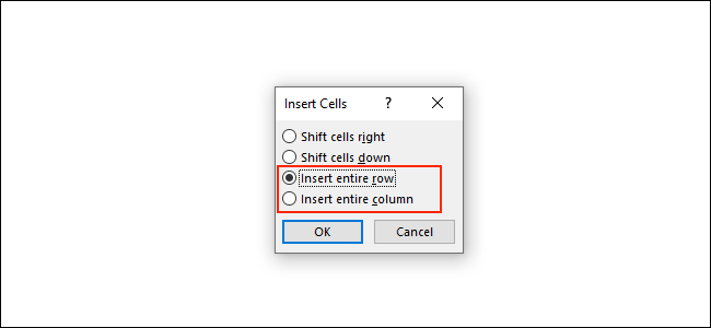 Click Insert entire row or Insert entire column to add rows or columns to Microsoft Word tables