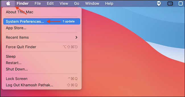 Open "System Preferences" from the Apple menu.