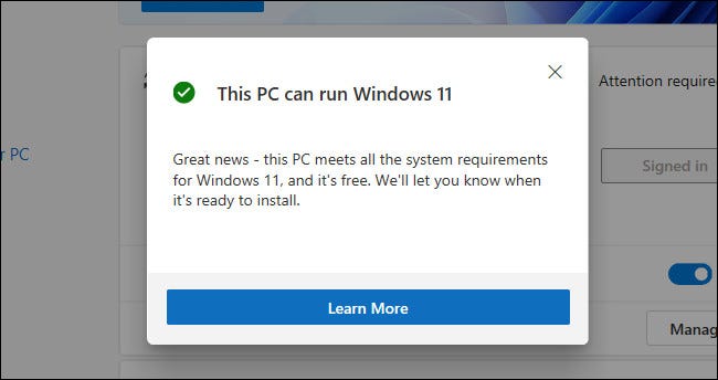 A "This PC Can Run Windows 11" Message in the PC Health Check app