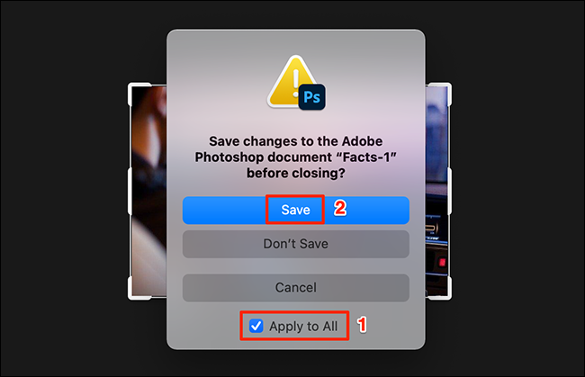 Photoshop's save prompt.