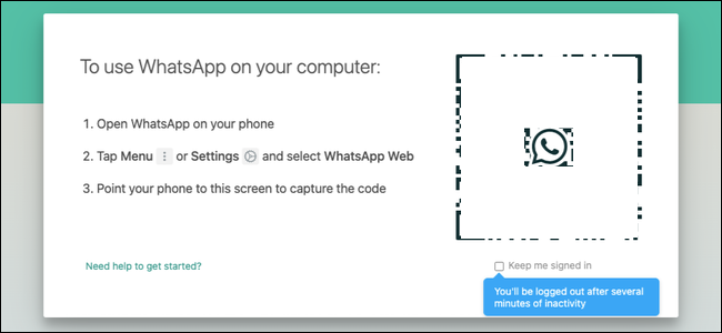 The log in screen on WhatsApp's Mac app.