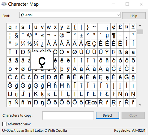 Windows 10 special characters