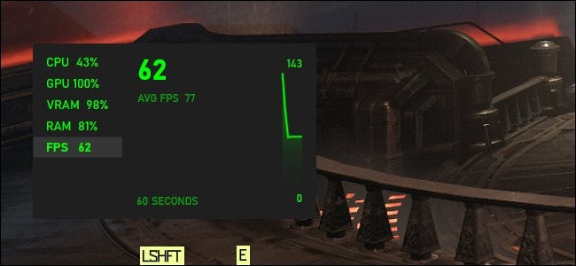 Windows 10's FPS graph floating above a PC game.
