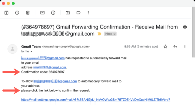 Gmail Team email for forwarding