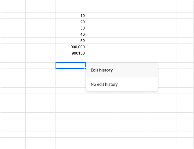 If you haven't made any changes to a cell in Google Sheets, you'll see a pop-up with the message "No edit history"