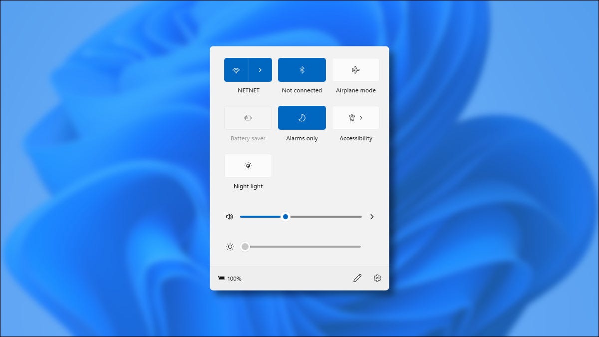 Windows 11 Quick Settings Menu