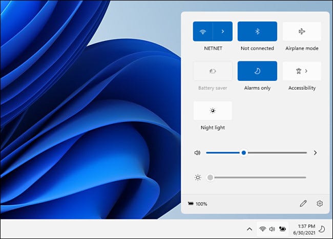 The Windows 11 Quick Setup Menu