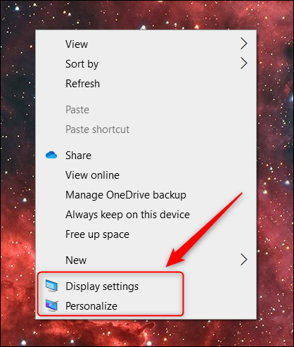 Click Display Settings or Personalize from the context menu.