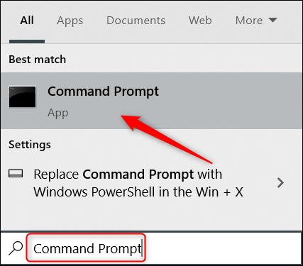 Search for Command Prompt in Windows Search.