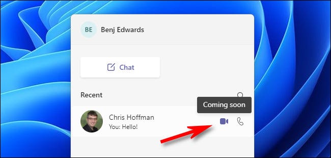 Audio and video chat coming soon to Teams Chat in Windows 11.