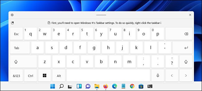 The Windows 11 touch keyboard